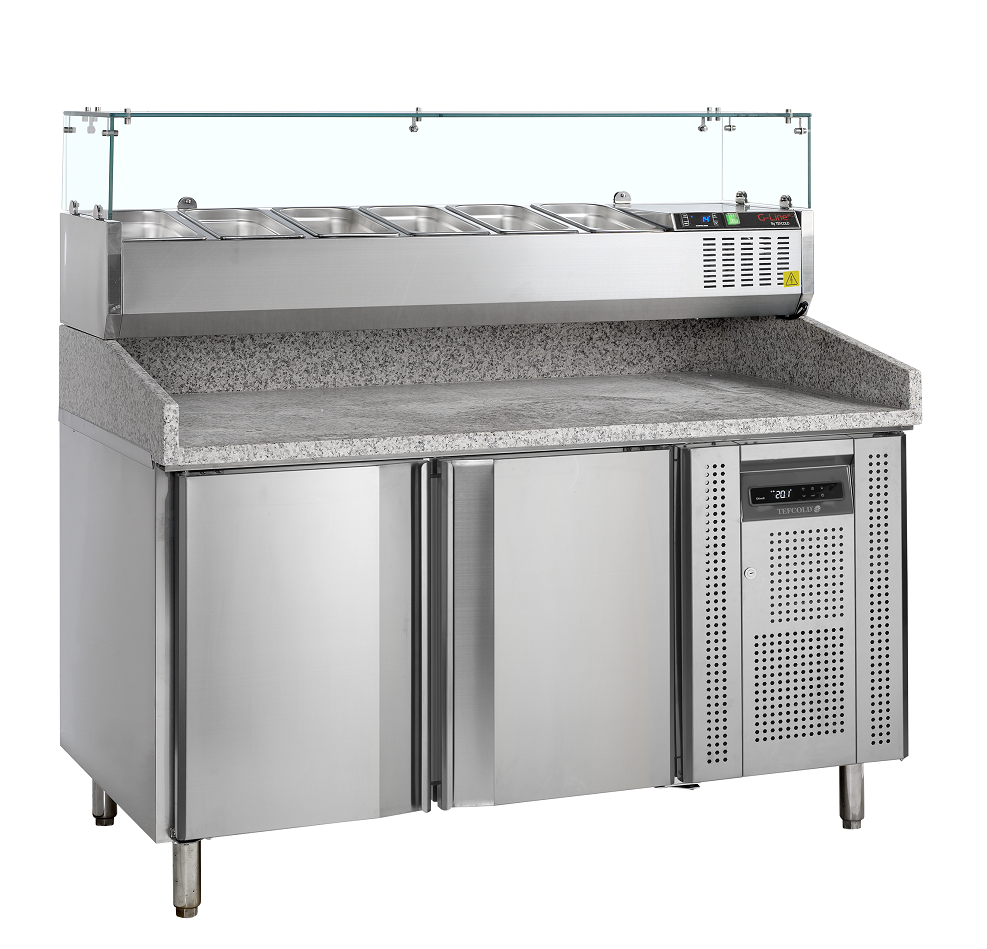 Mesa para pizza, incl. unidad de condimentos