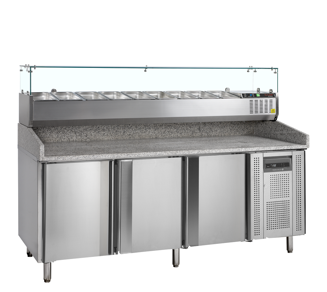 Mesa para pizza, incl. unidad de condimentos