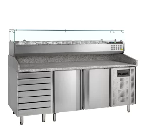 Mesa para pizza, incl. unidad de condimentos