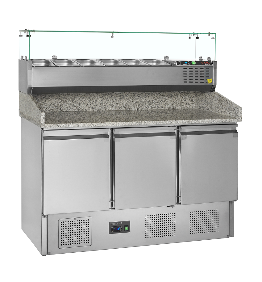 Mesa para pizza, incl. unidad de condimentos