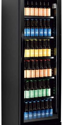 Armario Refrigerado 1 puerta de cristal color NEGRO 595x640x1840h mm Línea VIBORG CEV425-I BLACK