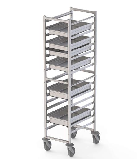 Carro Bandejero Acero Inoxidable Para 16 Bandejas GN1/1 460x640x1700h mm TT16NGN1100