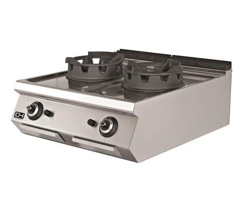 Cocina Wok a Gas Sobremesa 2 fuegos 2 x 18 kW 800x730x300h mm EMPPLS7WK020 Línea 700 Estambul