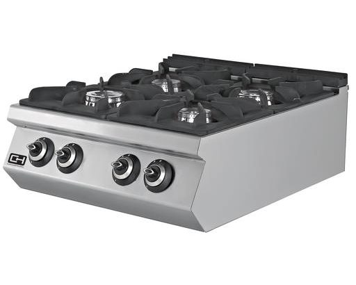 Cocina a Gas Sobremesa 4 fuegos 4 x 7,15 kW 800x730x300h mm EMPPLS7KG020 Línea 700 Estambul