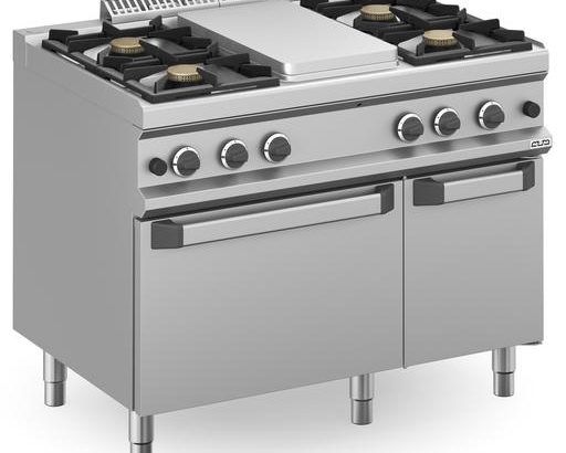 Cocina a gas 4 fuegos 4x7 Kw  y Plancha Central 5,5Kw con Horno a Gas MFB711MFG4XL MAGISTRA PLUS 700