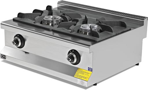 Cocina a gas sobremesa 2 fuego Gran Potencia 2x8,65 kW 800x664x285h mm EMP6KG020-O Línea 600 Estambul