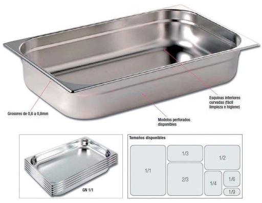 Cubetas Gastronorm Acero Inoxidable de GN1/3-100 PEKIN GNCH24 (ref.10582)