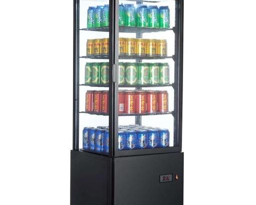 Expositor Refrigerado 4 Caras 98 litros Negro de 447x400x1199h mm Línea Pekín XC98L-N