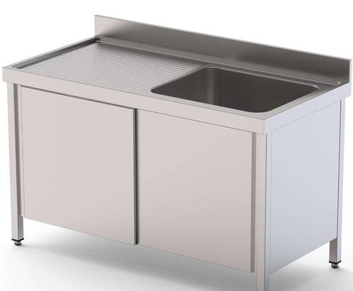 Fregadero Acero Inoxidable 1 Cuba Derecha Fondo 700 Con Puertas Correderas 1200x700x850h mm IS1712R10SD