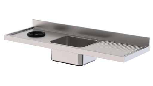 Fregadero Acero Inoxidable 1 Cuba Izquierda Con Aro Desbarazado Fondo 600 Sin Mueble 1400x600x300h mm IS1614RWH10