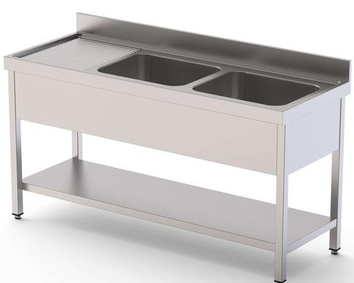Fregadero Acero Inoxidable 1 Cuba Izquierda Fondo 600 Con Mueble Con Estante 1400x600x850h mm IS1614L10S1
