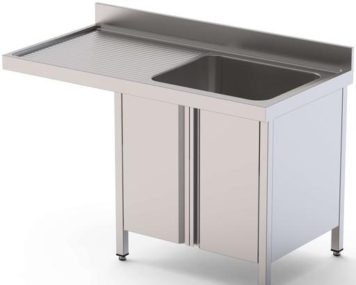 Fregadero Acero Inoxidable 2 Cubas Derecha Para Lavavajillas Fondo 600 Con Puertas Correderas 1800x600x850h mm IS1618R2DWD