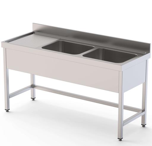 Fregadero Acero Inoxidable 2 Cubas Izquierda Fondo 700 Con Mueble Sin Estante 2000x700x850h mm IS1720L20S0