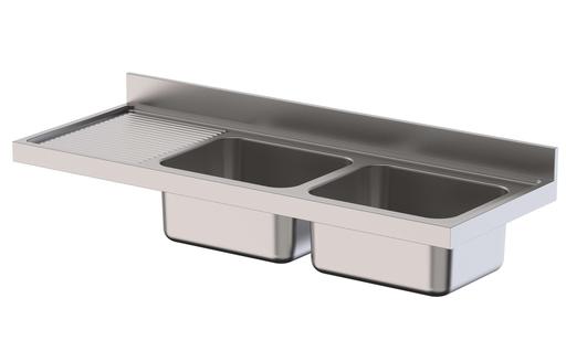 Fregadero Acero Inoxidable 2 Cubas Izquierda Fondo 700 Sin Mueble 1600x700x300h mm IS1716L2000