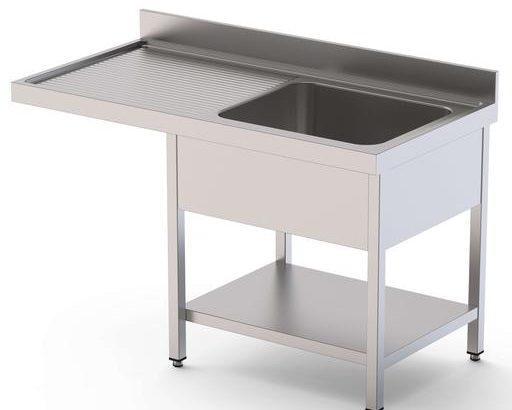 Fregadero Acero Inoxidable 2 Cubas Izquierda Para Lavavajillas Fondo 600 Con Estante 1800x600x850h mm IS1618L2DW1