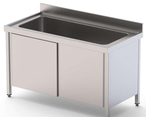 Fregadero Gran Capacidad Acero Inoxidable 1 Cuba Izquierda Fondo 700 Con Mueble Con Puertas 2000x700x850h mm IS1720L1HCSD