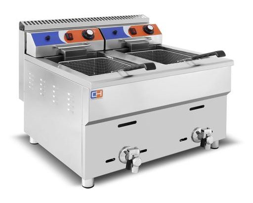 Freidora a gas Propano de 18+18 litros de 680x630x645h mm PEKÍN GF-182