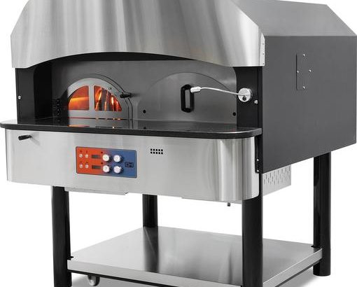 Horno de Pizza a Gas y Leña con Base de Piedra rotativa 6 pizzas de Diámetro 300 mm EMPSPO05 Línea Estambul