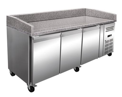 Mesa Euronorm 3 Puertas Preparación Pizzas con Encimera de Granito de 2025 x800 x1000h mm PEKIN PZ3600TN