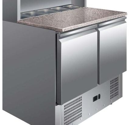 Mesa GN1/1 2 Puertas Preparación Ensaladas con Encimera de Granito de 900 x700 x1010h mm PEKIN PS900