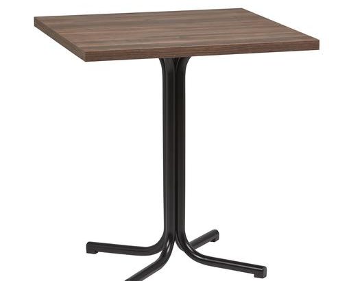 Mesa  Interior  Armazón Plastificado Negro con Tablero de Melamina Nogal 70x70 cm MERIDA NOG