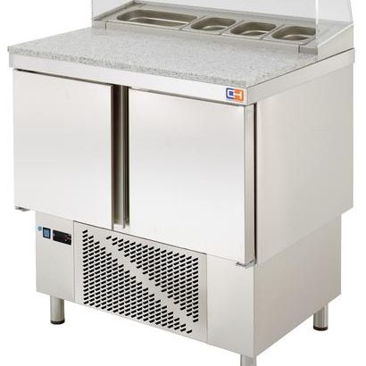 Mesa Refrigerada Compacta Preparación Encimera Granito y Expositor ingredientes GN1/6 910x700x895h mm Línea CORDOBA MRPGC-100E
