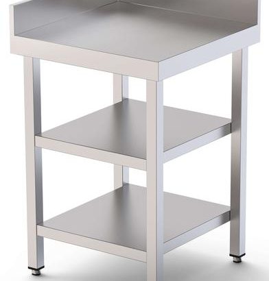 Mesa de Trabajo Acero Inoxidable Angular Para Composiciones en L Con 2 Estante 600x600x850h mm WTW160060C2