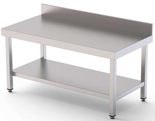 Mesa de Trabajo Acero Inoxidable Baja Mural Con 1 Estante 1300x600x600h mm WTW260130S1