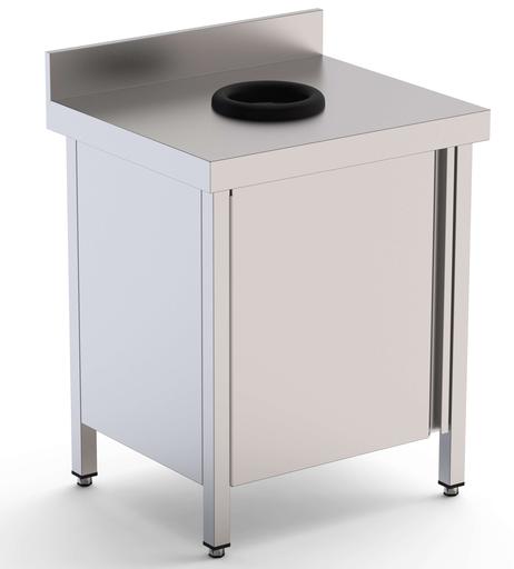 Mesa de Trabajo Acero Inoxidable Mural Con Puerta y Aro Desbarazado 700x700x850h mm WTW170070WD