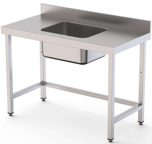 Mesa de Trabajo Acero Inoxidable Mural Sin Estante y Con Cubeta Central 1800x600x850h mm WTW16018CB0