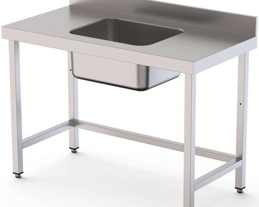 Mesa de Trabajo Acero Inoxidable Mural Sin Estante y Con Cubeta Central 2000x700x850h mm WTW17020CB0