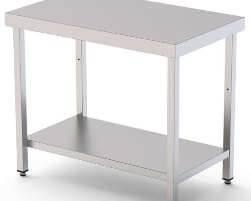 Mesa de Trabajo Acero inoxidable Central Con 1 Estante 2400x600x850h mm WTC160240S1