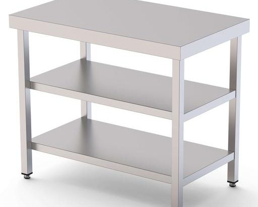 Mesa de Trabajo Acero inoxidable Central Con 2 Estante 1000x500x850h mm WTC150100S2