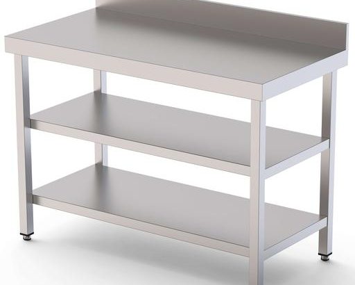 Mesa de Trabajo Acero inoxidable Mural Con 2 Estante 1100x700x850h mm WTW170110S2