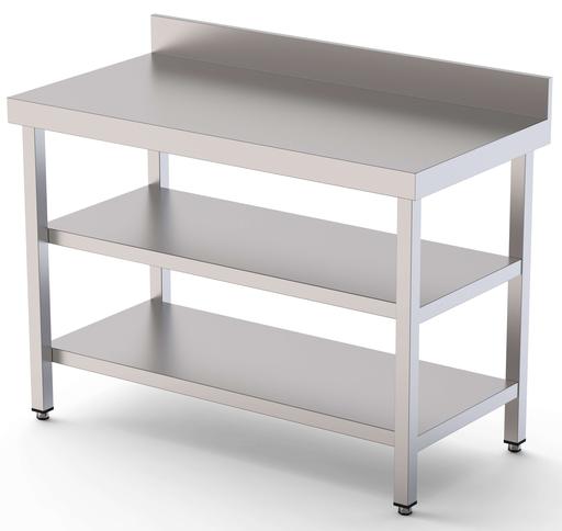 Mesa de Trabajo Acero inoxidable Mural Con 2 Estante 1300x700x850h mm WTW170130S2