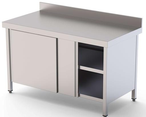 Mesa de Trabajo Acero inoxidable Mural Con Puerta Corredera a 1 cara 1000x700x850h mm WTW170100SD