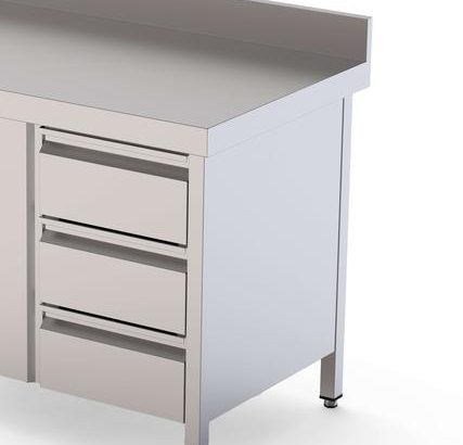 Módulo de 3 Cajones Acero Inoxidable Para Mesa Fondo 600 400x510x590h mm WTA060040D3