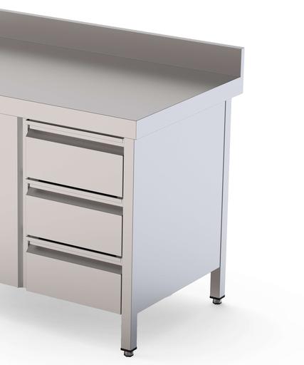 Módulo de 3 Cajones Acero Inoxidable Para Mesa Fondo 700 400x610x590h mm WTA070040D3