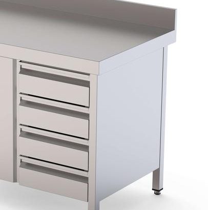 Módulo de 4 Cajones Acero Inoxidable Para Mesa Fondo 700 400x610x590h mm WTA070040D4