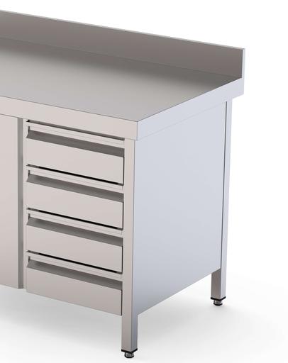 Módulo de 4 Cajones Acero Inoxidable Para Mesa Fondo 700 400x610x590h mm WTA070040D4