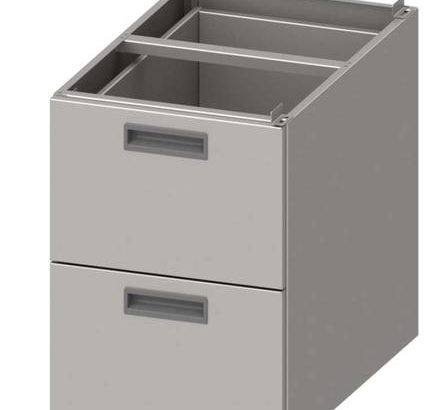 Módulo dos cajones acero inoxidable AISI 201 386x490x540 mm para mesas fondo 600 mm MCA602 Línea Varsovia