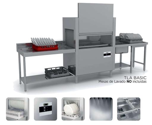 Túnel de lavado cesta 50x50 cm PRELAVADO + LAVADO + ACLARADO 110/200 cestas/hora VERONA TPLA BASIC (31-10.2)
