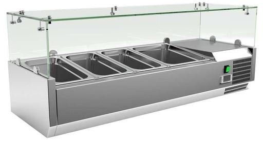 Vitrina 3 cubetas GN1/3 + 1 cubeta GN1/2 con Cúpula de Vídrio de 1200 x395 x440h mm PEKIN VRX1200380FG