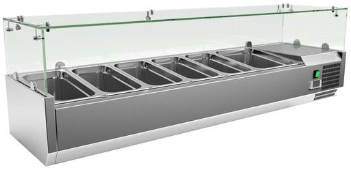 Vitrina 5 cubetas GN1/3 + 1 cubeta GN1/2 con Cúpula de Vídrio de 1500 x395 x440h mm PEKIN VRX1500380FG