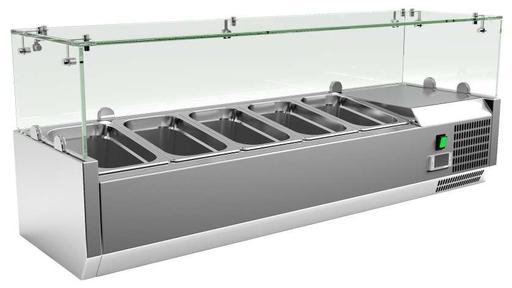 Vitrina 5 cubetas GN1/4 con Cúpula de Vídrio de 1200 x335 x440h mm PEKIN VRX1200330FG