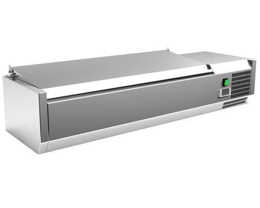 Vitrina 5 cubetas GN1/4 con TAPA de 1200 x335 x270h mm PEKIN VRX1200330SL