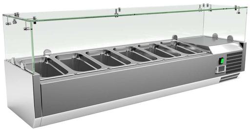 Vitrina 6 cubetas GN1/4 con Cúpula de Vídrio de 1400 x335 x440h mm PEKIN VRX1400330FG