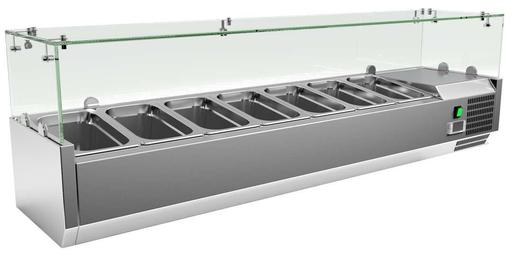 Vitrina 7 cubetas GN1/4 con Cúpula de Vídrio de 1500 x335 x440h mm PEKIN VRX1500330FG