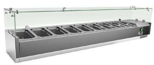 Vitrina 8 cubetas GN1/4 con Cúpula de Vídrio de 1800 x335 x440h mm PEKIN VRX1800330FG