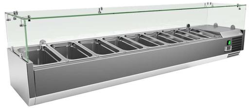 Vitrina 9 cubetas GN1/3 con Cúpula de Vídrio de 2000 x395 x440h mm PEKIN VRX2000380FG